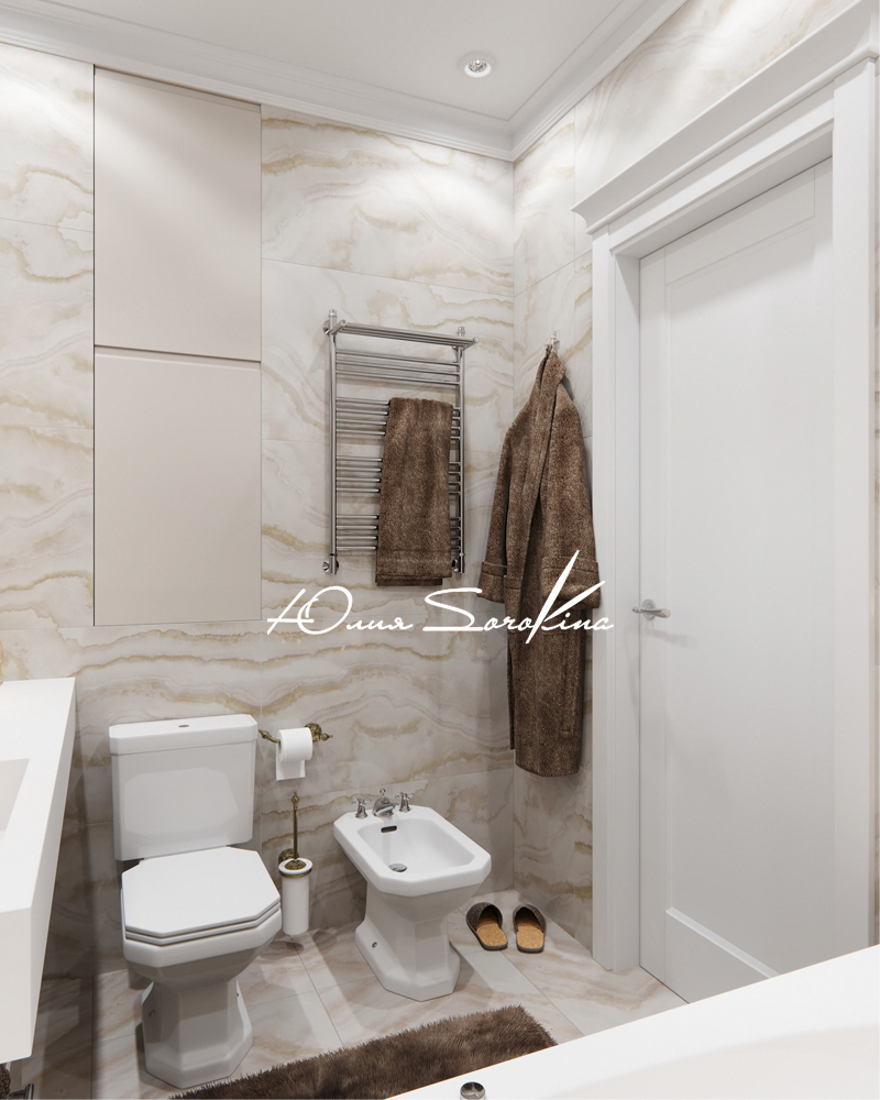 Дизайн интерьера ванной комнаты в стиле неокалассика г. Москва
